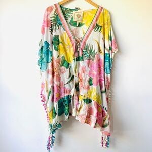 New Cotton Floral Boho Flowy Tunic Cover-up Dress
